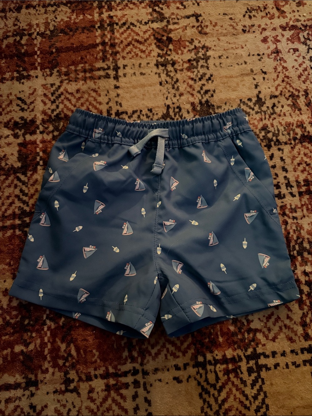 Tommy Bahama Navy Boys' Sailboat Print Swim Trunks